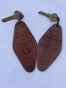 1950s FLEET LOCKER CLUB Hotel Room Key Fob Lot Of 2 LONG BEACH CA US NAVY - Picture 1 of 2