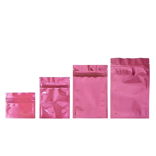  8.5cm x  13cm Pink Foil Zip Lock Mylar Bags Resealable Heat Sealable  - Image 1 of 1