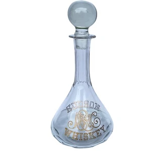 Antike Rückseite Bar Flasche Whisky Dekanter Pre-Prohibition geätzt Gold Hudson MBM - Bild 1 von 10