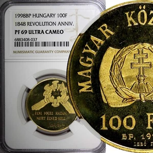 HUNGARY 1998 BP 100 Forint Revolution NGC PF69 ULTRA CAMEO TOP GRADE KM# 726 (7) - Picture 1 of 5