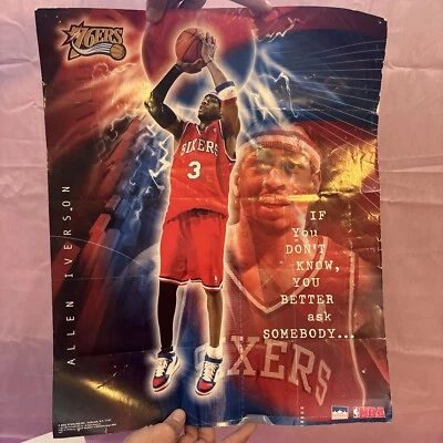 Allen Iverson 2003 Starline Poster Philadelphia 76ers NBA Rare 35 x 22  Bad Cond - Image 1 of 4