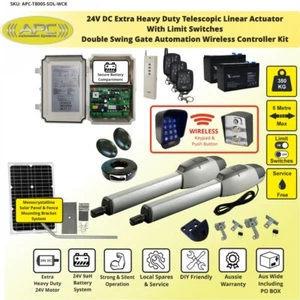 24V Solar Powered Heavy Duty Automatic Remote Control Double Swing Gate Openers - Picture 1 of 15