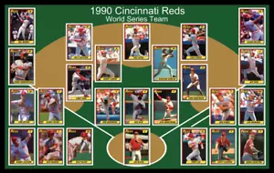 1990 CINCINNATI REDS World Series Team Photo Poster Art Gift Decor Barry Larkin - Picture 1 of 2