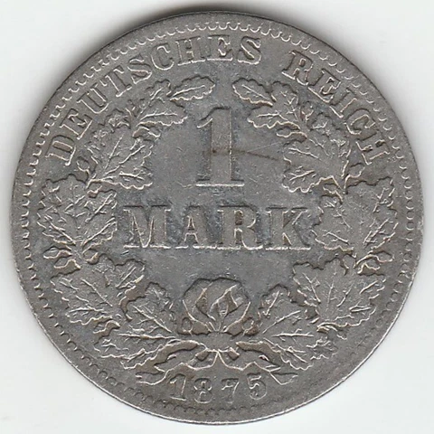 1875 German Empire Mark Prussian Eagle Silver Nice Free Shipping Cover