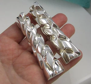 Patricia Von Musulin Huge Sterling Silver Modern 90.3 Gram Long Clip On Earrings - Imagen 1 de 12