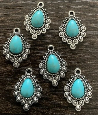 Lote de 6 colgantes de resina azul turquesa Foto 1 de 3