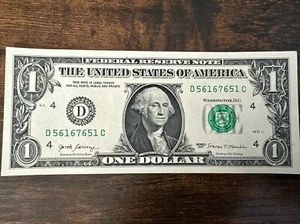 "Un billete de 1 dólar consecutivo 2017 sin circular UNC-GEM - FRB CLEVELAND, OH - ""D - C" - Imagen 1 de 14
