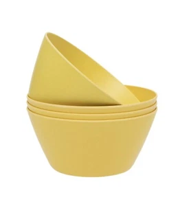 4 x Recycled Eco Picnic Bowls - Yellow - Camping Colour Party - Picture 1 of 2