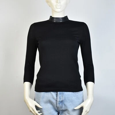 CLUB MONACO by Ralph Lauren Damen 100% WOLLE Strick Pullover Schwarz Sweater XS - Bild 1 von 4