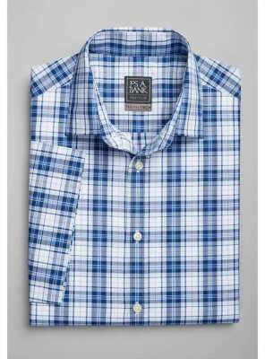 Jos. A. Camisa de vestir Bank Tailored Fit Travel Tech manga corta pequeña nueva con etiquetas a cuadros Foto 1 de 4