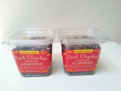2 PACK Trader Joes Dark Chocolate Covered California Almonds Candy - Image 1 of 4