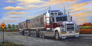 KENWORTH Truck B-DOUBLE Road Train Beach Pool Towel by Jenny Sander - Picture 1 of 2