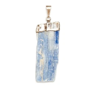 Natural Blue Kyanite Blade Crystal Silver Necklace Pendant Heal Gemstone Jewelry - Picture 1 of 10