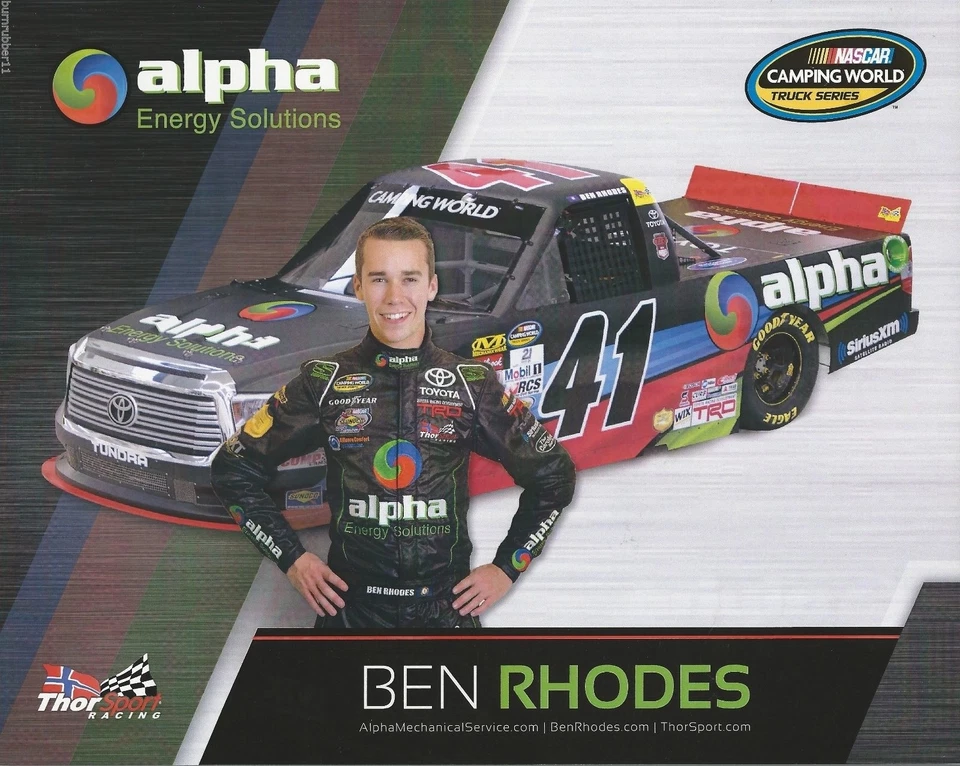 Ben Rhodes 2016 "Alpha Energy segunda versión camión negro" #41 camión NASCAR postal Foto 1 de 1