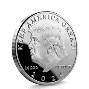 Donald Trump 2024 45° Presidente ARGENTO Keep America grande moneta commemorativa - Foto 1 di 1