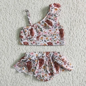 Highland Cow Print Girl Swimsuit - Picture 1 of 1