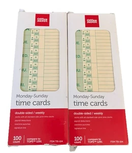 Time Cards Lunedì-Domenica 200 Ct Doppia Faccia Settimanale Payroll Card Ufficio Deposito - Foto 1 di 10