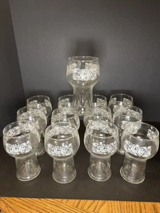 Vintage Pepsi Cola Goblet Glasses Set of 13 – 6” Tall White Logo Retro 1970s - Picture 1 of 7
