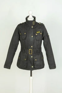 Barbour International schwarz Wachs Baumwolle Damen Mantel Jacke Größe UK 10 US 6 - Bild 1 von 12