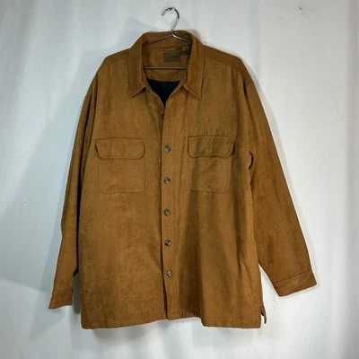 St Johns Bay Mens Brown Suede Like Overshirt Jacket L - Image 1 of 4