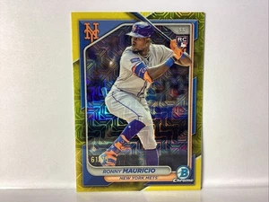 2024 Bowman Chrome Ronny Mauricio #24 Yellow Mojo Rookie Mets NM+ - Bild 1 von 4