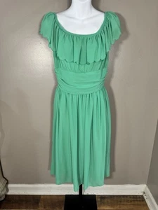 Vintage Leo Narducci Ambiance Midi Green Silk Blend Zip Back Size M - Picture 1 of 6