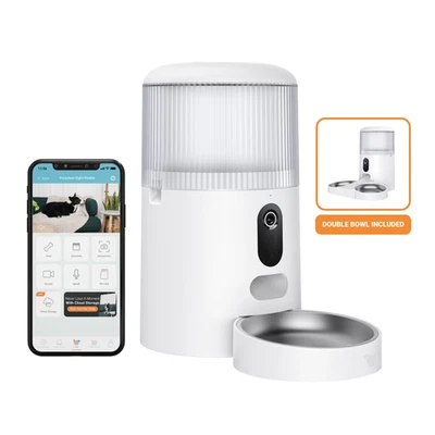 Alimentador automático doble para mascotas Purechew Sight alimentador para cámara HD con cuencos dobles para Foto 1 de 4