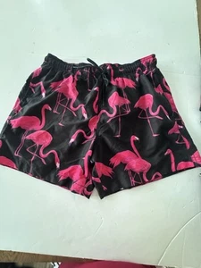 MENS H&M FLAMINGO DRAWSTRING LINED SWIM BOARD SHORTS SIZE M - Picture 1 of 10