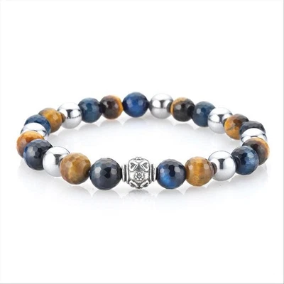 Bracciale Elastico GERBA BLUE TIGER 445 con Pietre Naturali e Argento 925 - Immagine 1 di 3