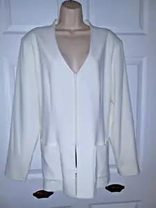 Marc Bouwer Women's Ivory Zip Front Long Sleeve Polyester/Rayon Blazer XL - Picture 1 of 13