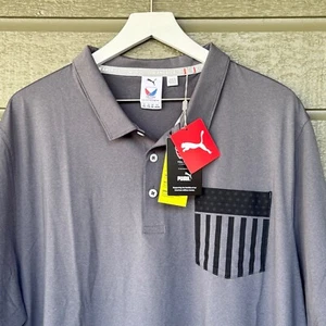 Puma Volition American Polo Golf Shirt Gray w/ Accent Pocket Mens XXL NWT - Picture 1 of 10