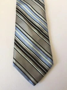Ted Baker London 100% Silk Neck Tie Blue Gray Black Stripes - Imagen 1 de 7