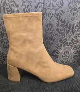 A New Day hellbraune Damenstiefel mit seitlichem Reißverschluss Blockabsatz Wildlederimitat Größe 8,5 Etikett $ 40 - Bild 1 von 9