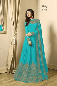 New Heavy Indian Salwar Kameez Suit Dress Anarkali Pakistani Wedding eid Gown - Picture 1 of 4