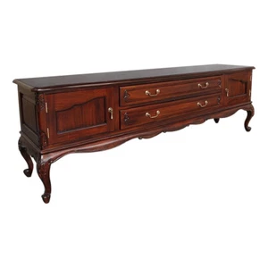 Solid Mahogany Wood Large TV Cabinet with 2 Drawers Queen Ann /Pre-Order - Picture 1 of 6