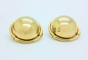 AlphaTJ Vintage hochpolierte goldfarbene gebürstete runde Clip-On-Ohrringe  - Bild 1 von 6