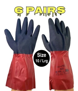 (6 Pair) Ansell AlphaTec Chemical Resistant Nitrile Gloves Knit Lined Size 10 L - Picture 1 of 7