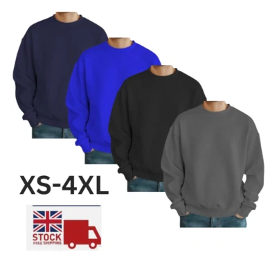 Mens UK Sweatshirt Heavy Blend Crew Neck Plain Jumper Pullover Top Quality - Image 1 of 2