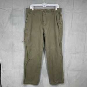 G.H. Bass & Co Cargo Pants Mens 34 x 30 Olive Green Y2K Zipped Pockets Baggy - Picture 1 of 12
