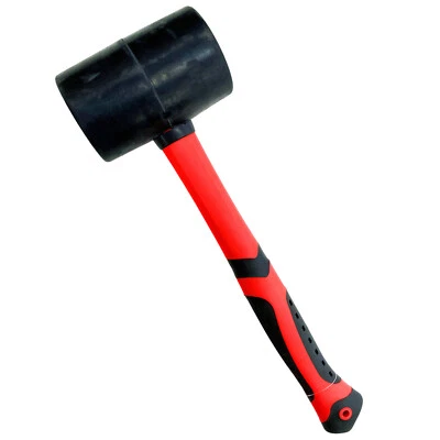 48oz Rubber Mallet Paving Hammer Fibreglass Shaft Soft Rubber Grip Camping DIY - Image 1 of 4