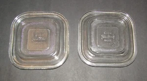 VTG. FIRE KING OVEN WARE REPLACEMENT REFRIGERATOR DISHES SQ. GLASS LIDS ONLY (2) - Picture 1 of 2