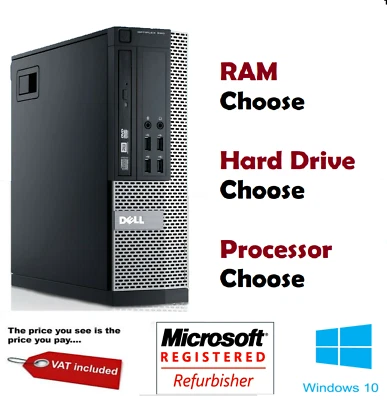 Dell Optiplex SFF Core i3 i5 i7 16GB RAM 2TB HDD SSD Windows 10 Desktop PC - Image 1 of 2