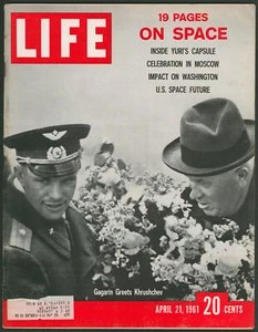 Life Magazine April 21 1961 Yuri Gagarin Greets Khrushchev Russian Space Feature - Picture 1 of 2