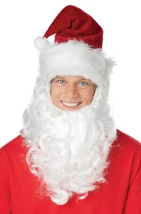 Brand New Santa Claus Getup Hat with Attached Beard Costume Kit - Picture 1 of 1