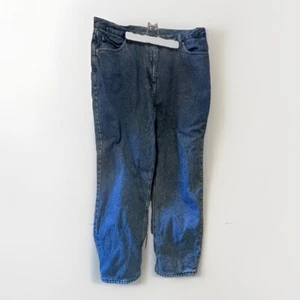 Woolrich Women’s Size 18 Blue Flannel Lined Dark Denim Relaxed Fit Jeans - Picture 1 of 5
