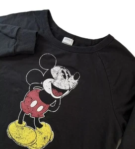 Disney Store Mickey Mouse Textured Sweatshirt Sweater Black Classic Childs L - Picture 1 of 9