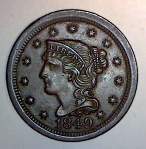 1849 LARGE CENT AU CONDITION - Picture 1 of 4