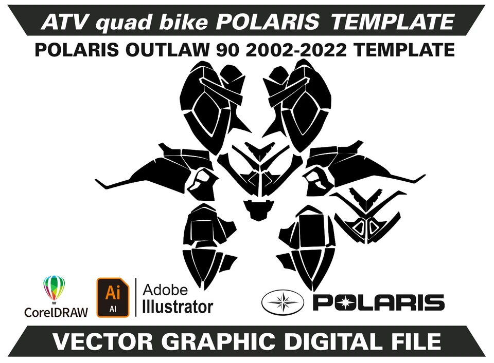 Polaris Outlaw 90 2002-2022 template Vector format AI CDR EPS A77 - Image 1 of 1