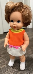 Vintage 1967 Mattel Baby Sister Small Walk 11" Doll In Original Outfit - Picture 1 of 10