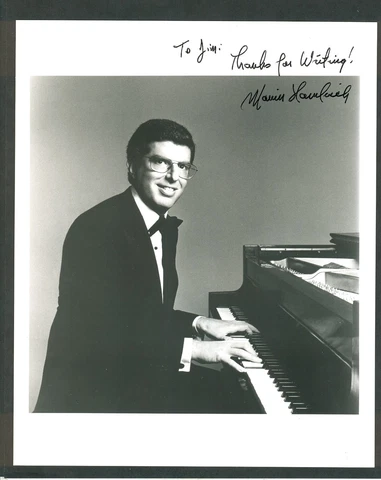 Marvin Hamlisch signed & inscribed 8"x10" B&W Photo -- Thinpoint Black sharpie Cover